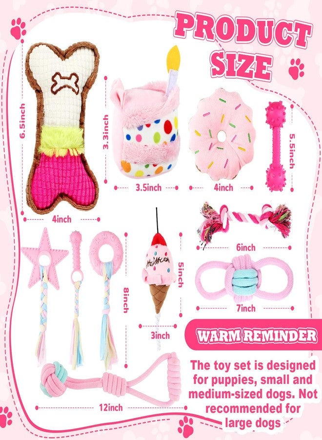 RoundFunny 11 Pcs Dog Birthday Toy Gift for Dog Birthday Cake Puppy Girl Boy Squeak Toys Interactive Puppy Gift with Box for Small Medium Size(Classic,Pink) - Image 2